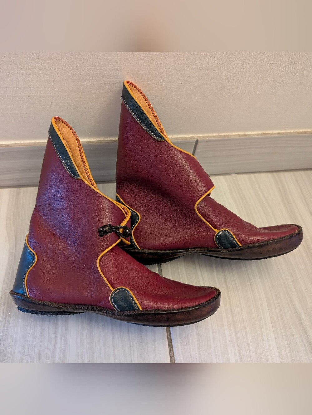 Medieval Leather Poulaines Shoes Boots Size 37 7 Renaissance Ren Faire Larp Red